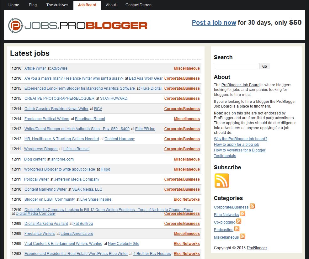 ProBlogger Jobs Board