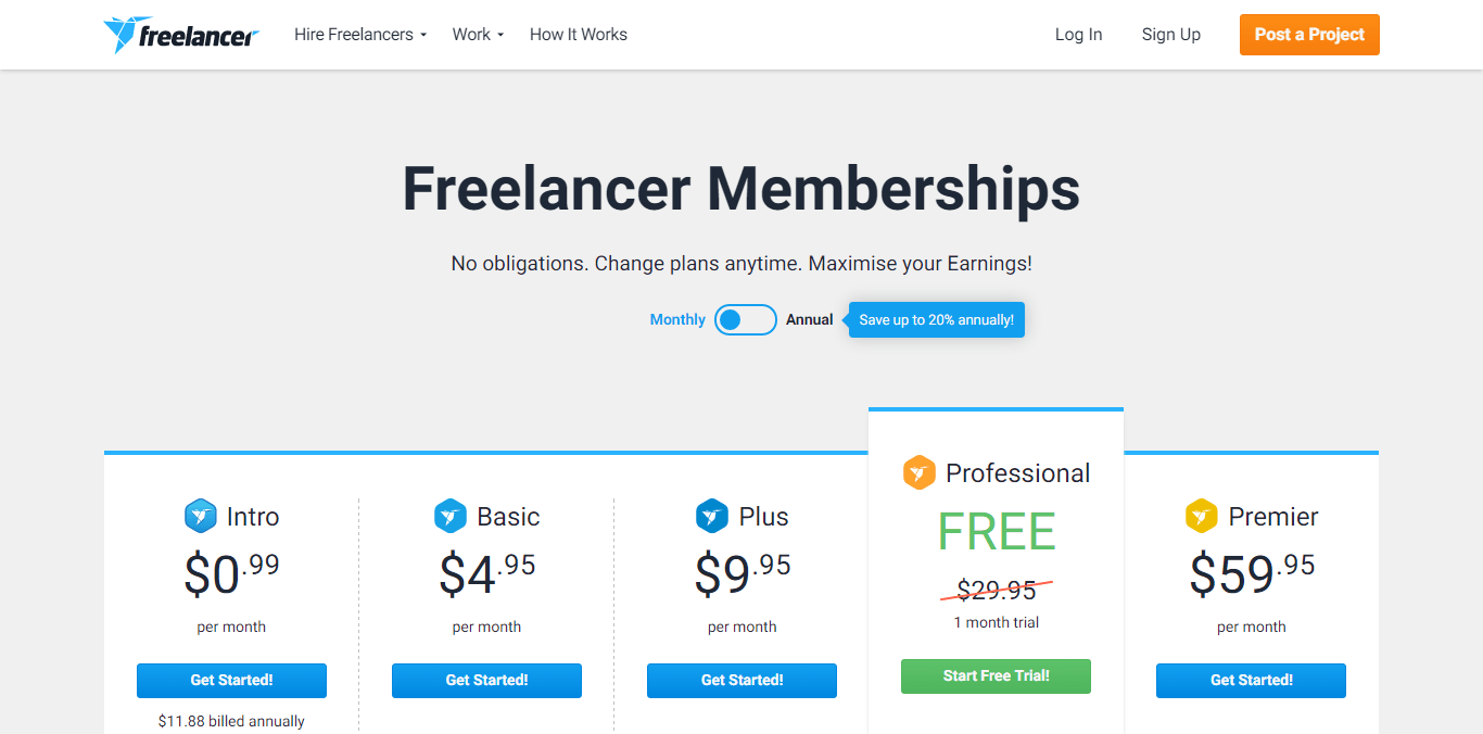 Freelancer.com memberships