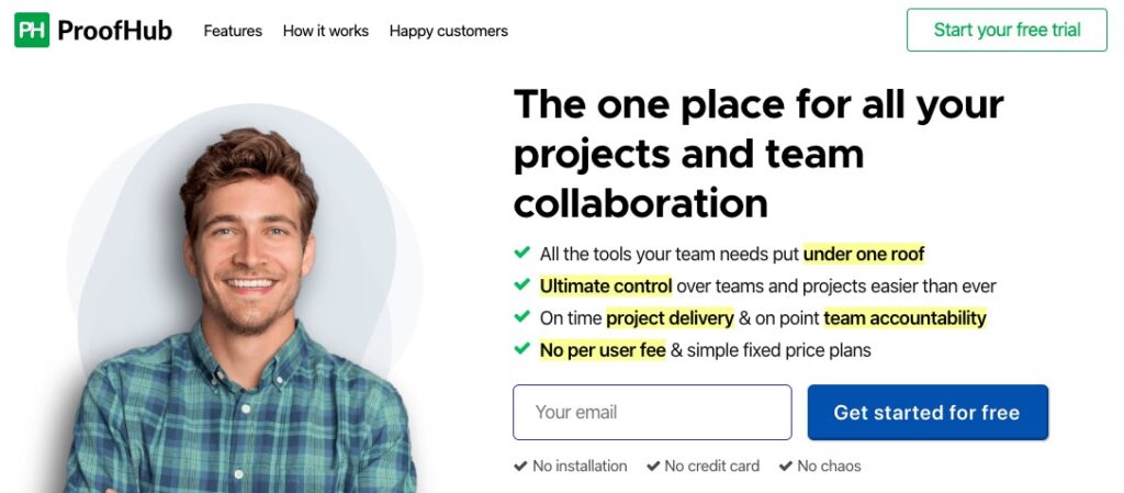 proofhub homepage