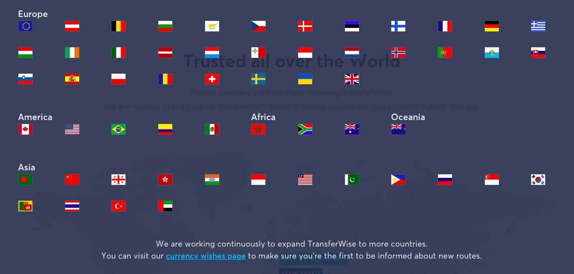 transferwise coverage