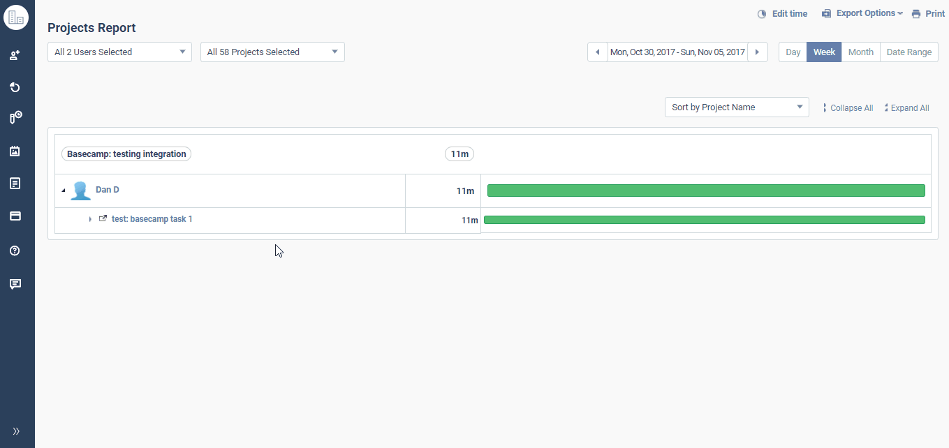 Time Doctor projects report