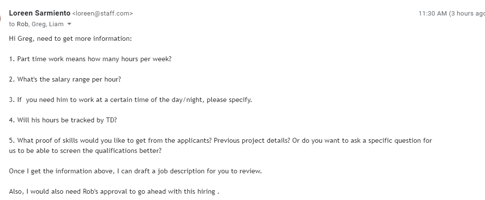 email for hiring a data scientist