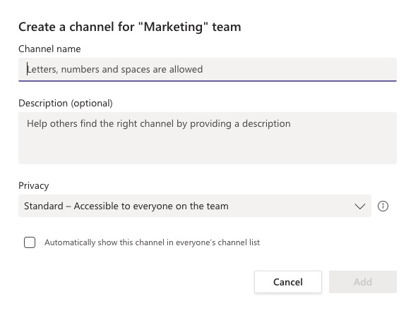 create channel microsoft teams