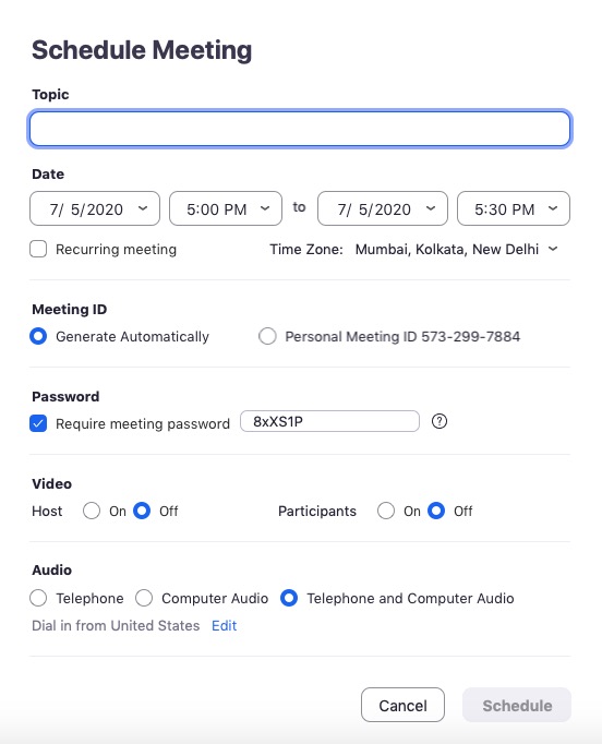 schedule zoom meeting