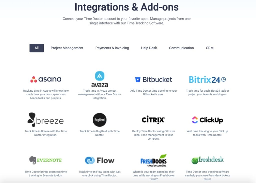 time doctor integrations