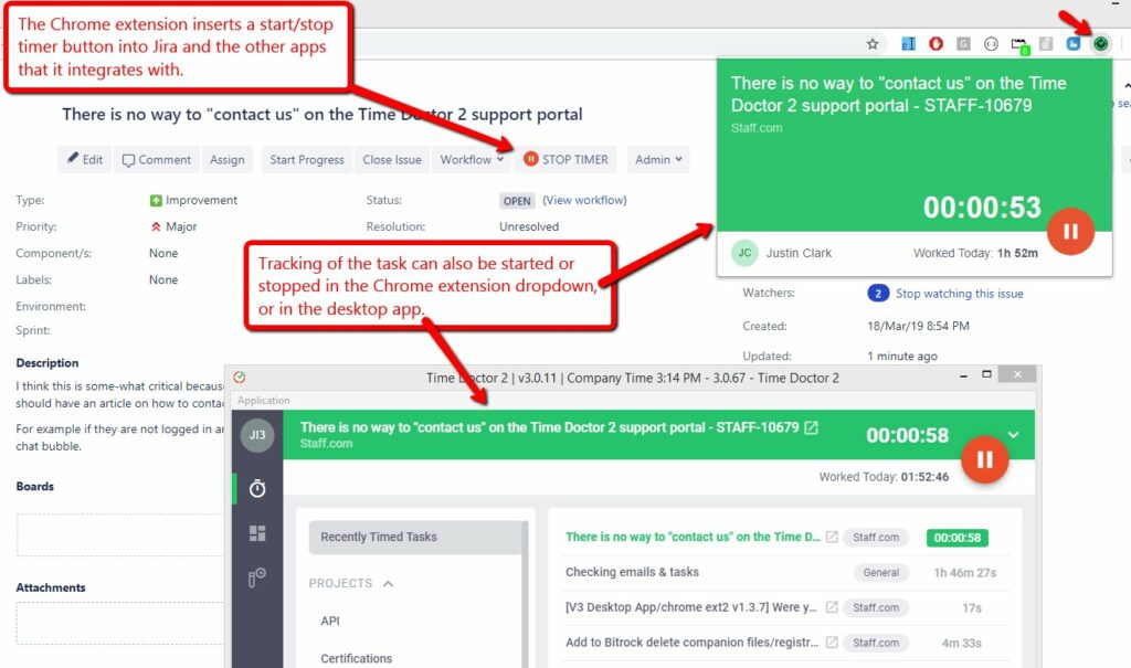 time tracking of jira task