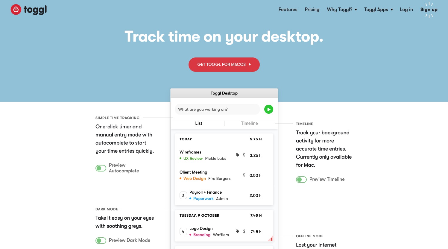 Toggl time tracking