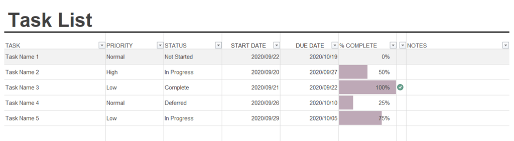 download task list template