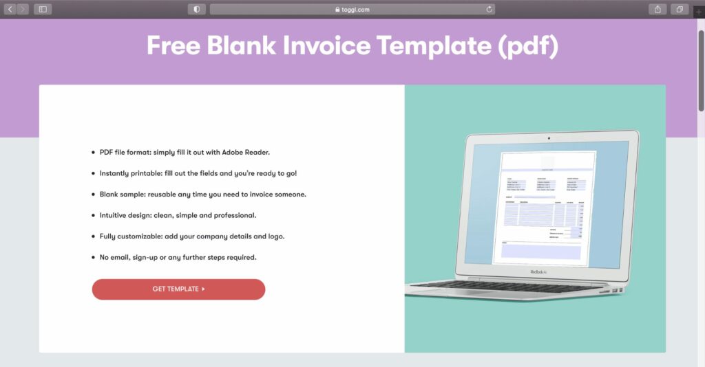 toggl blank invoice template