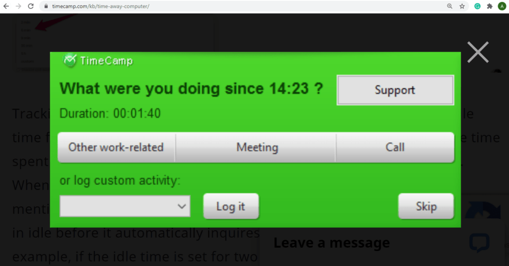 Timecamp productivity tracking