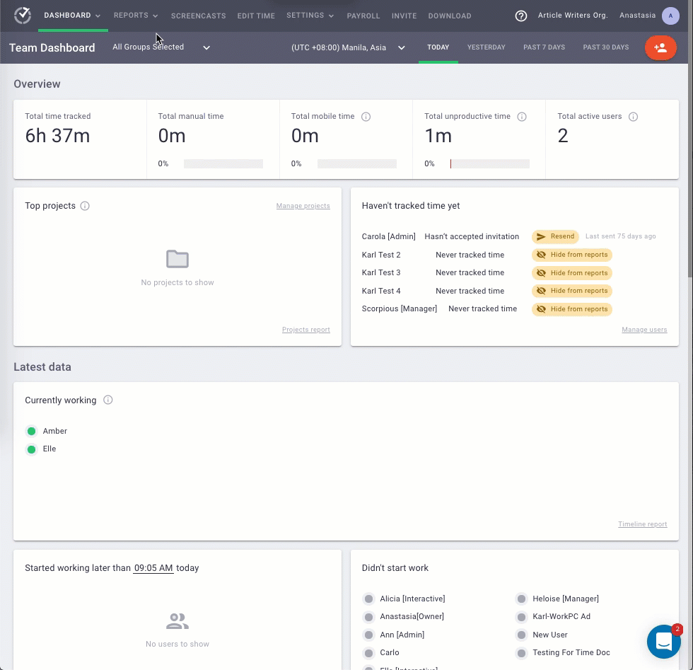 custom export in time doctor reports