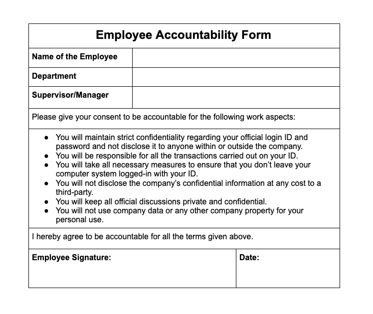 employee accountability form template