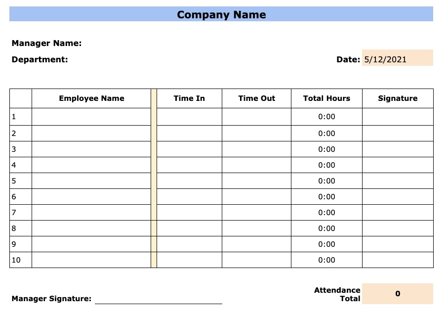 daily employee attendance calendar