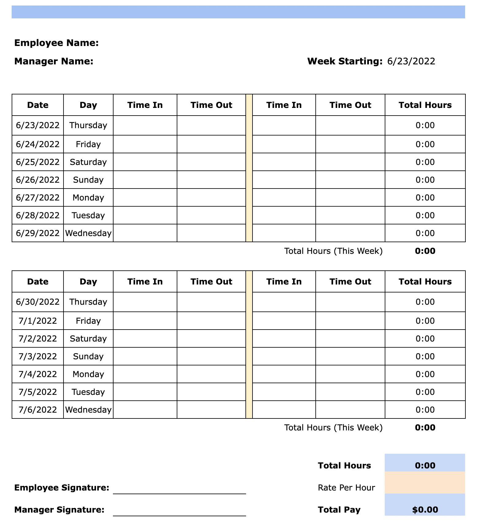 Free timesheet templates for 2023 (excel, PDF, word)