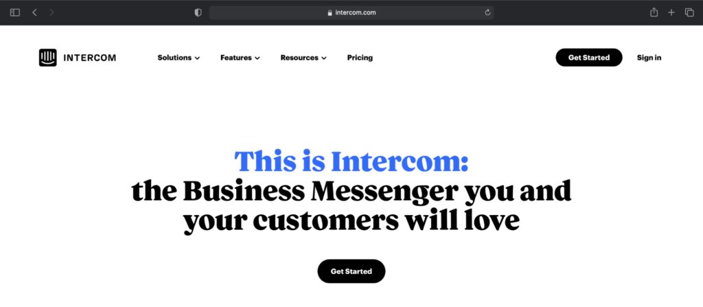 intercom homepage