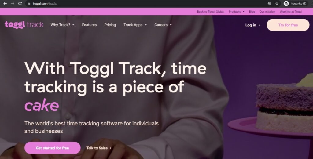 Toggl Track Homepage