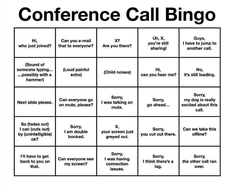 Conference Call Bingo 