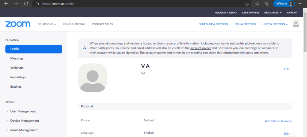 zoom account profile