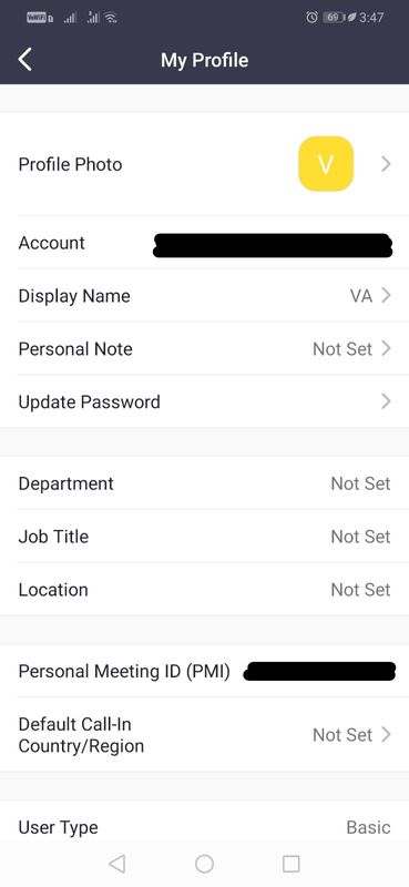 zoom mobile my profile