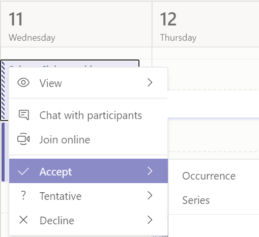 Microsoft teams Accept Meeting