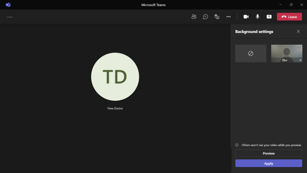 MS Teams Blur Background Option