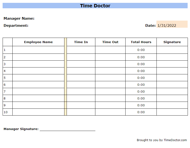 daily attendance sheet template