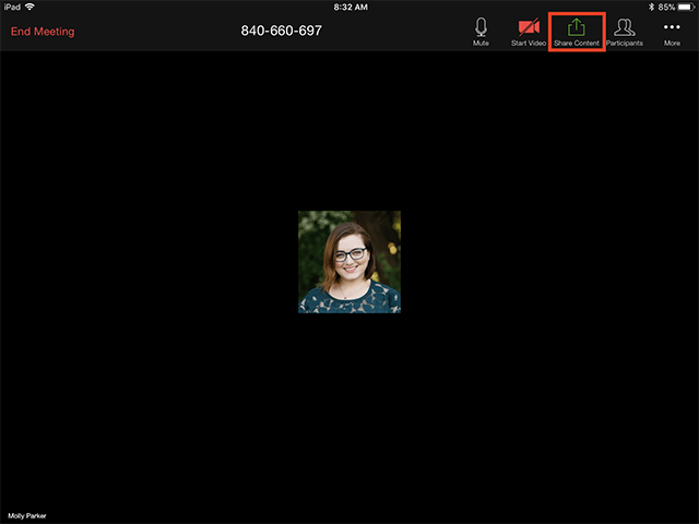 share content zoom ios