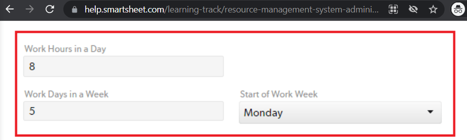 smartsheet Adjusting your workweek