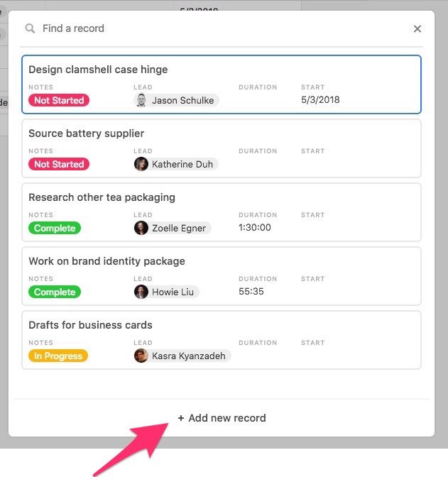 airtable Track Time for a New Record