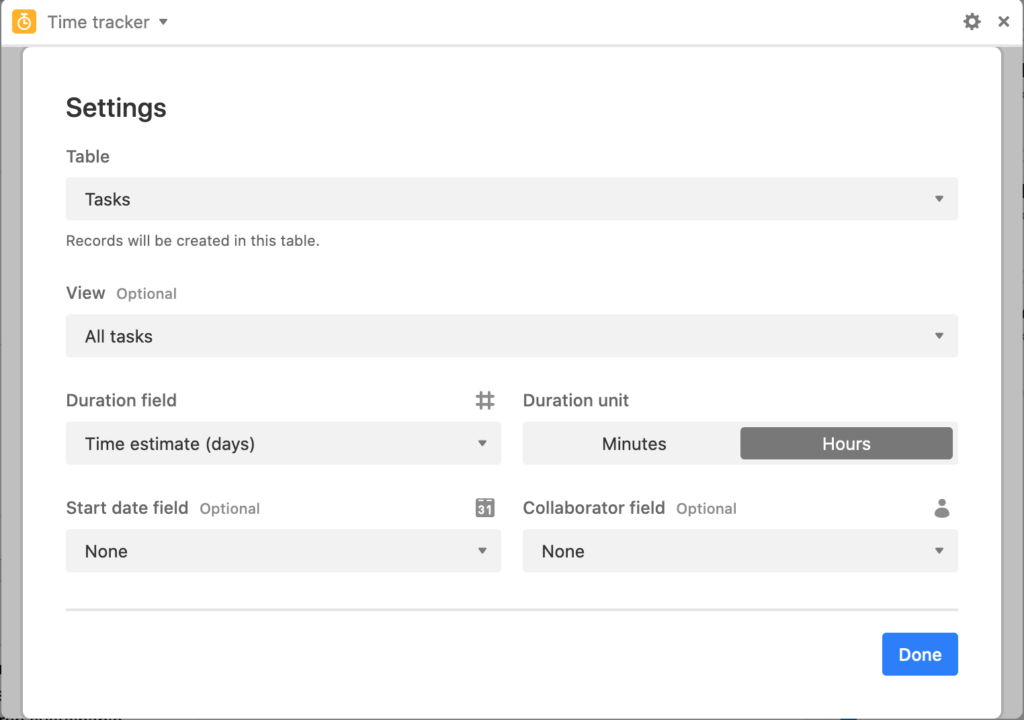 Airtable time tracker