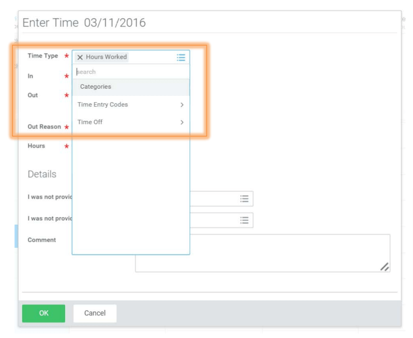 enter time window - workday