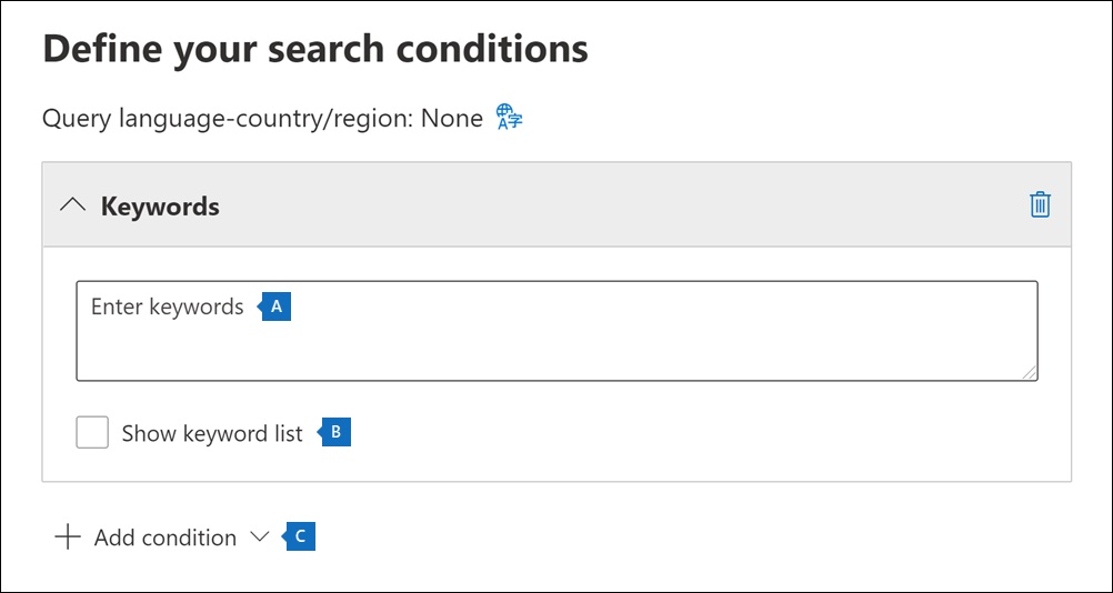 Microsoft Purview Compliance Portal Search conditions