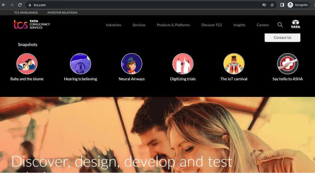 Tata Consultancy Services homepage