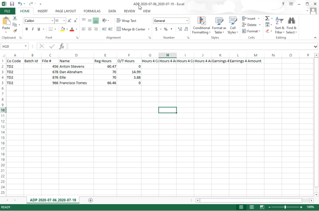 Time Doctor Payroll Export CSV