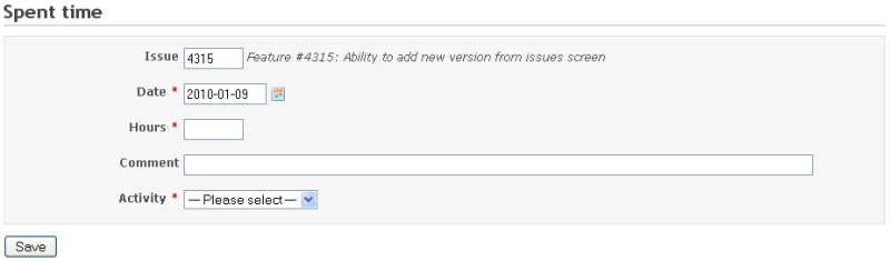 Redmine Log Time for An Issue