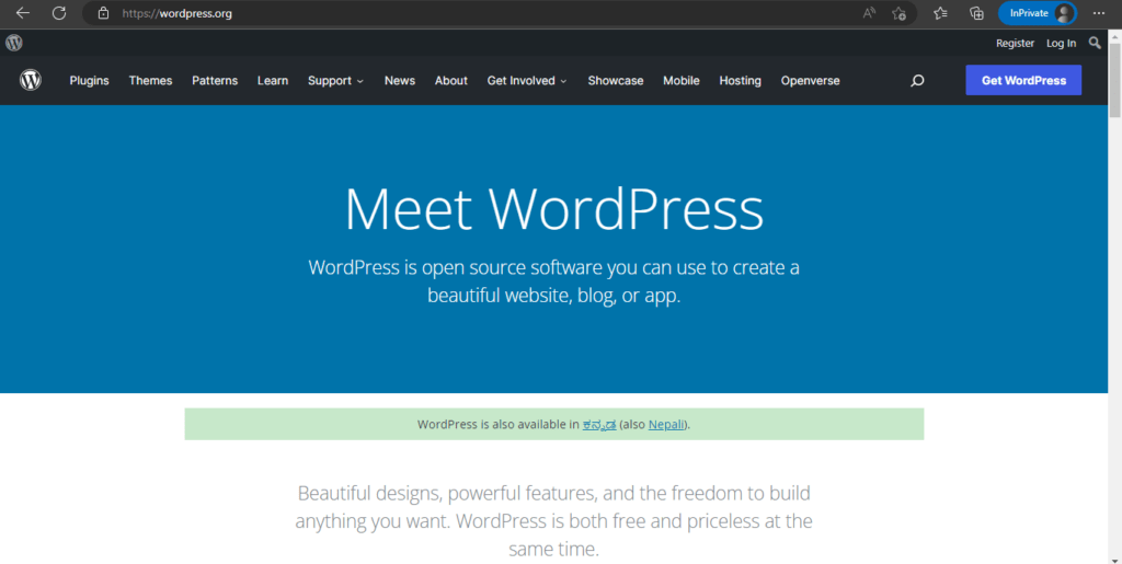 Wordpress for content management