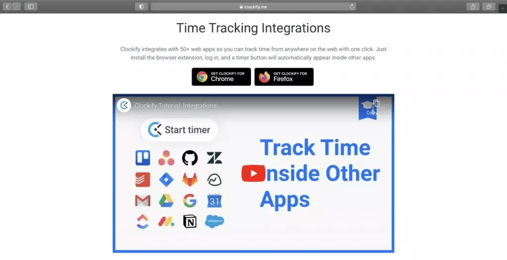 Clockify time tracking integration