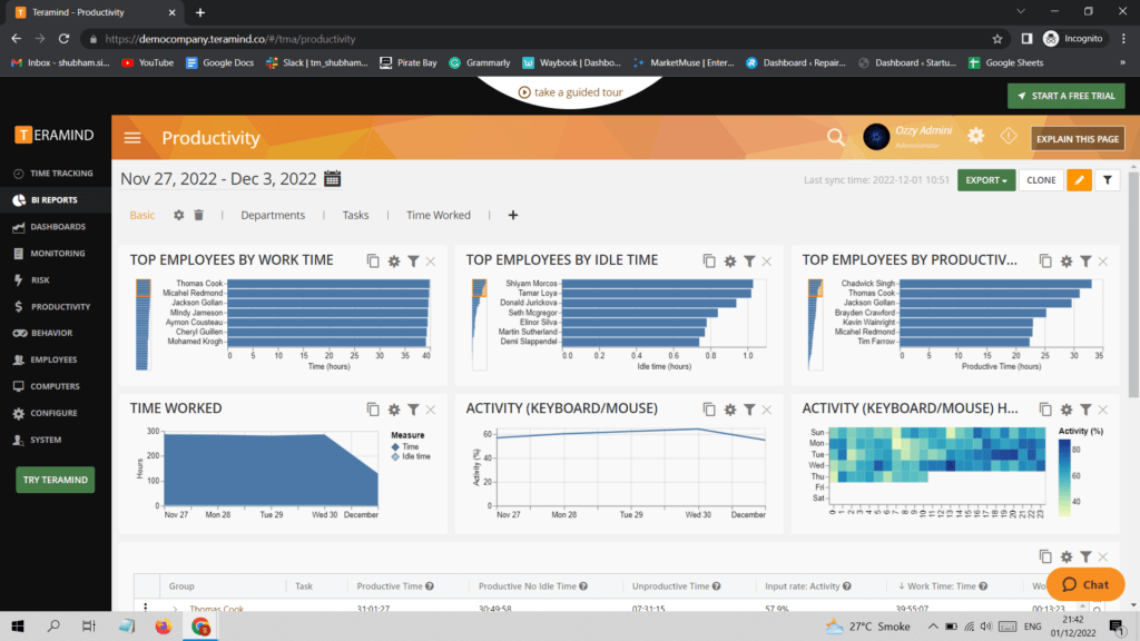 Teramind time tracking