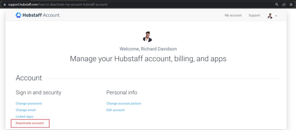 Hubstaff Deactivate Account
