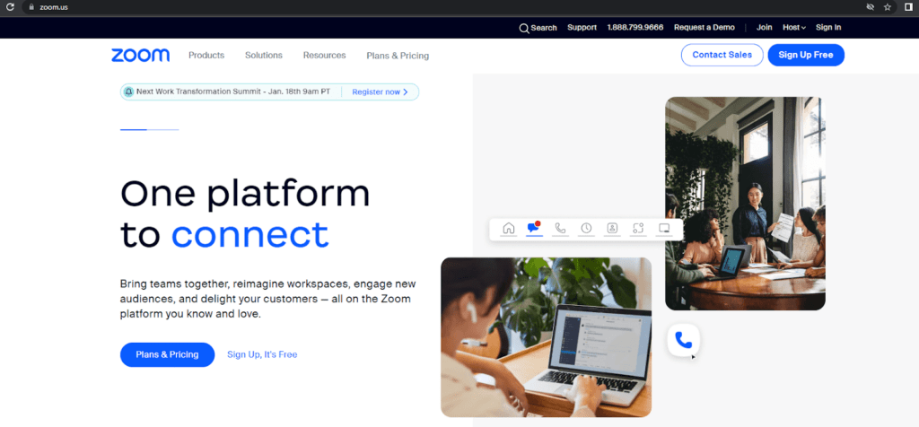 Zoom homepage