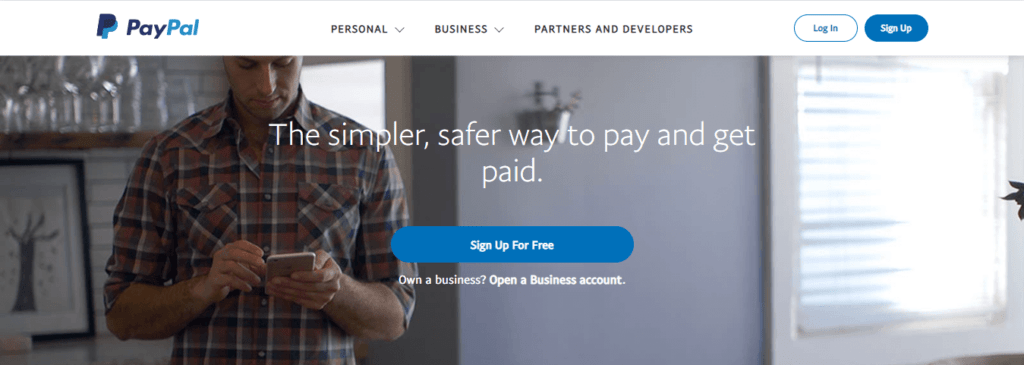 Paypal homepage