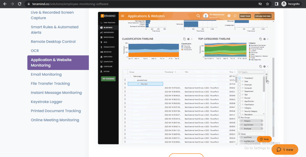 Teramind web & app tracking