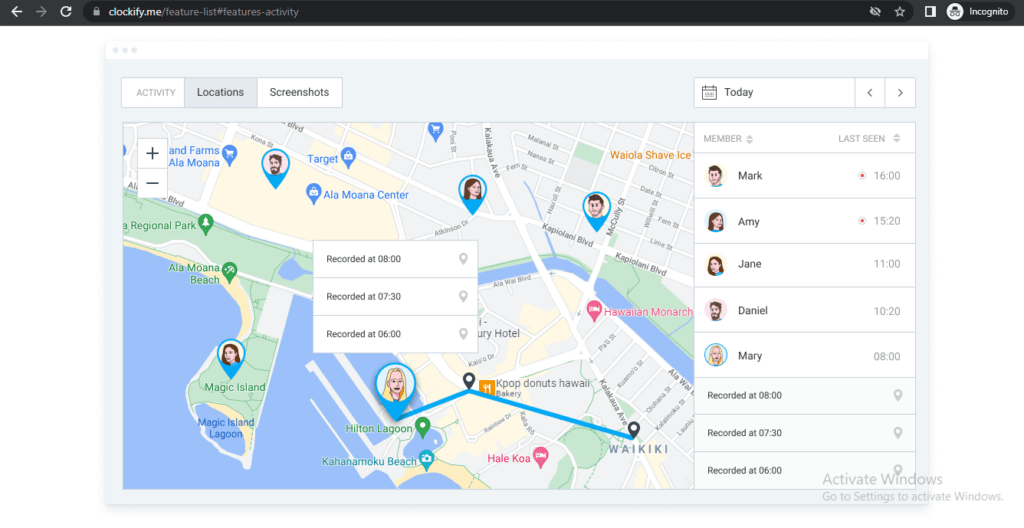 Clockify location tracking