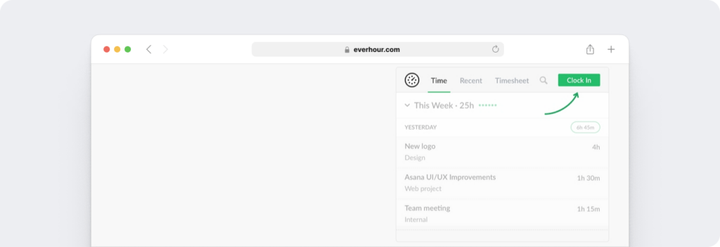 Everhour manual time tracking
