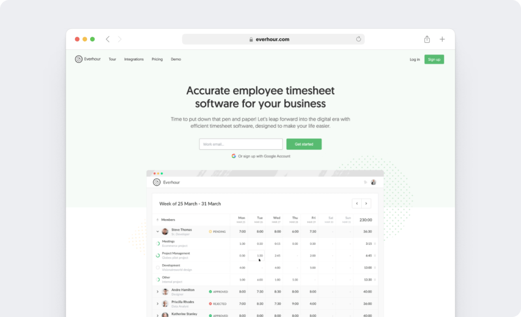 Everhour timesheet management