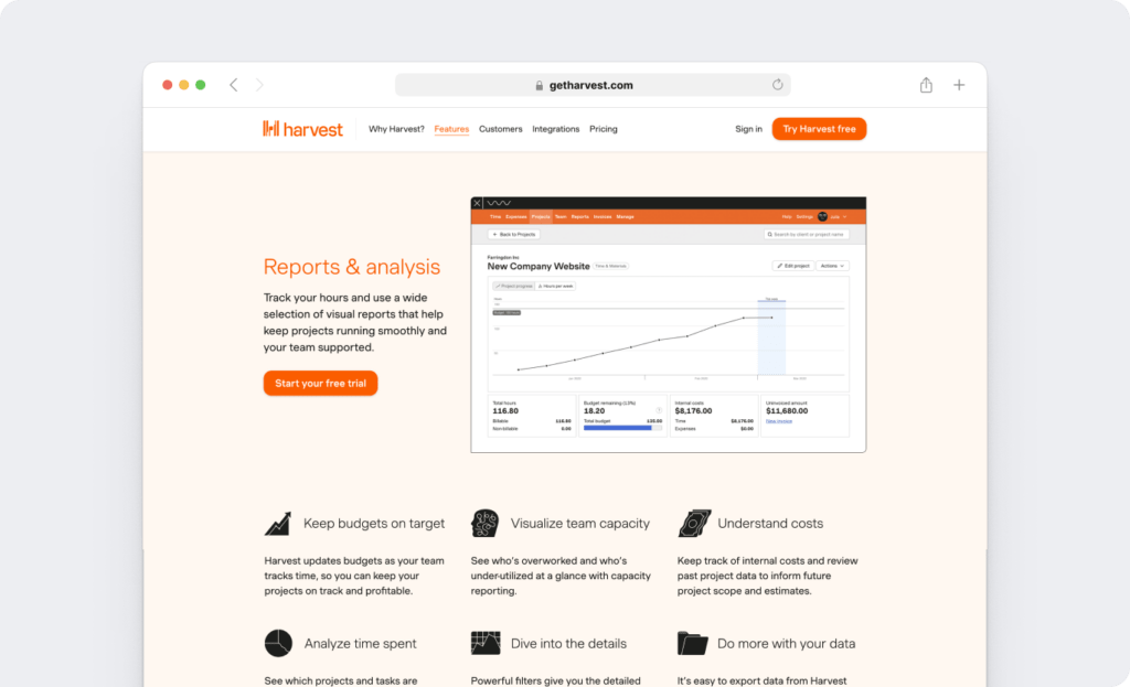 Harvest reporting & analytics