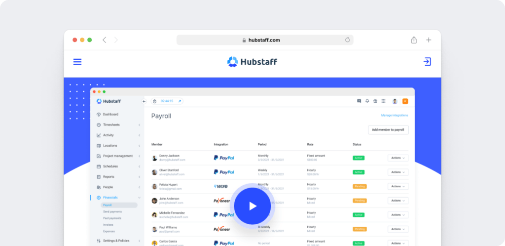 Hubstaff payroll