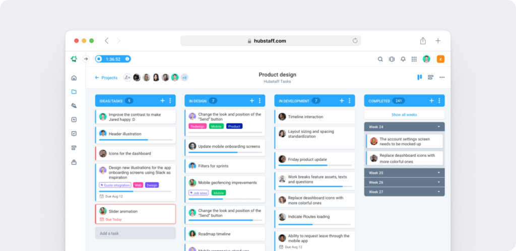 Hubstaff project and task management