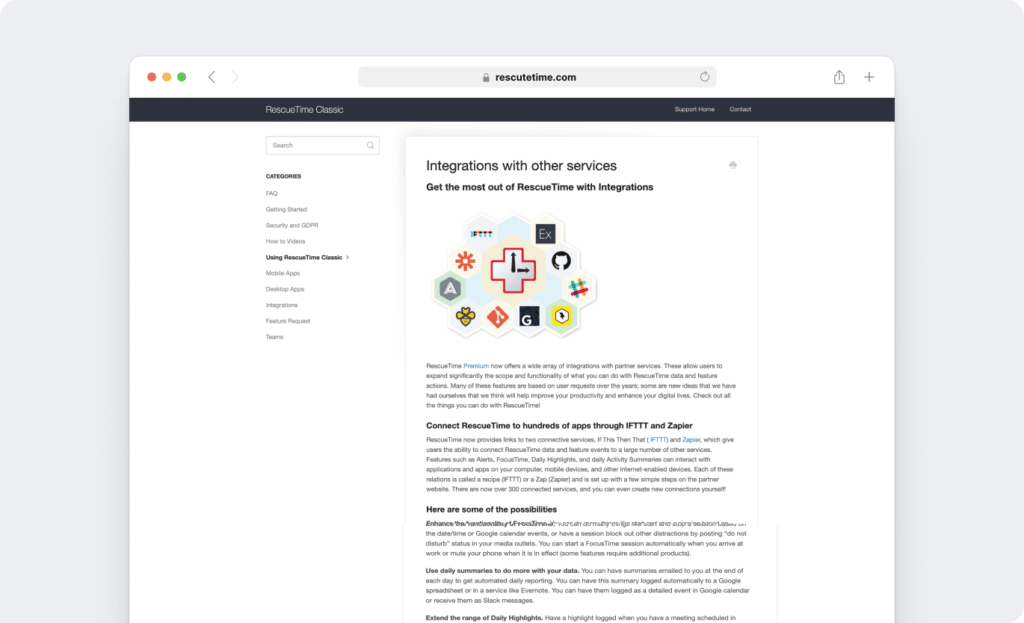 RescueTime Integrations