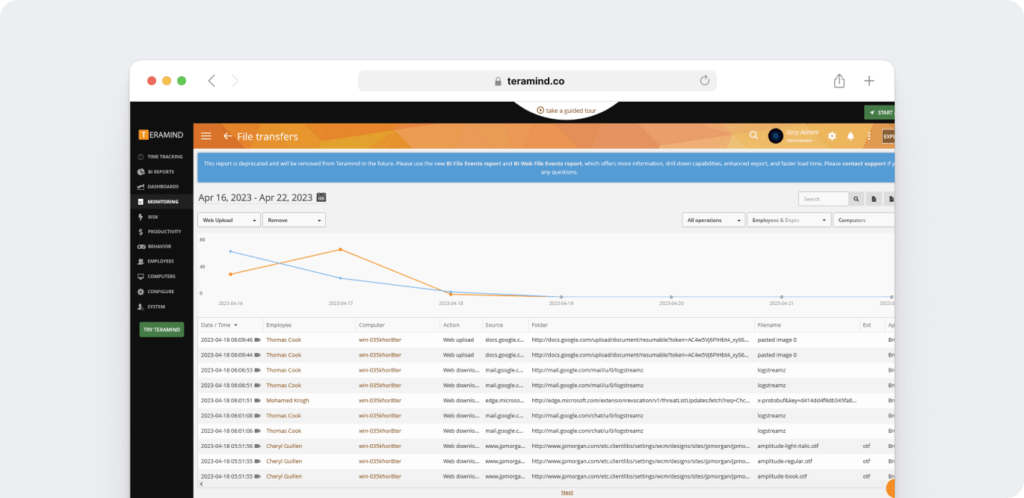 Teramind file transfer